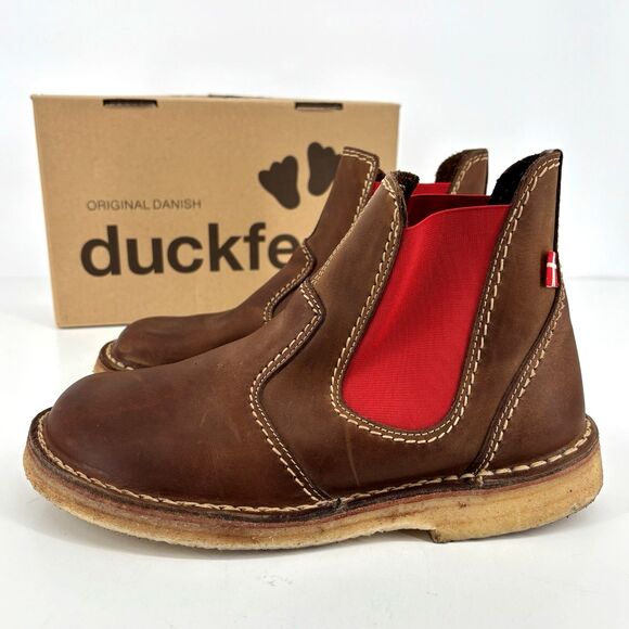 Duckfeet ROSKILDE Chelsea Boots Cocoa/Red EU SIZE 41 (US 8.5) NIB main image 11